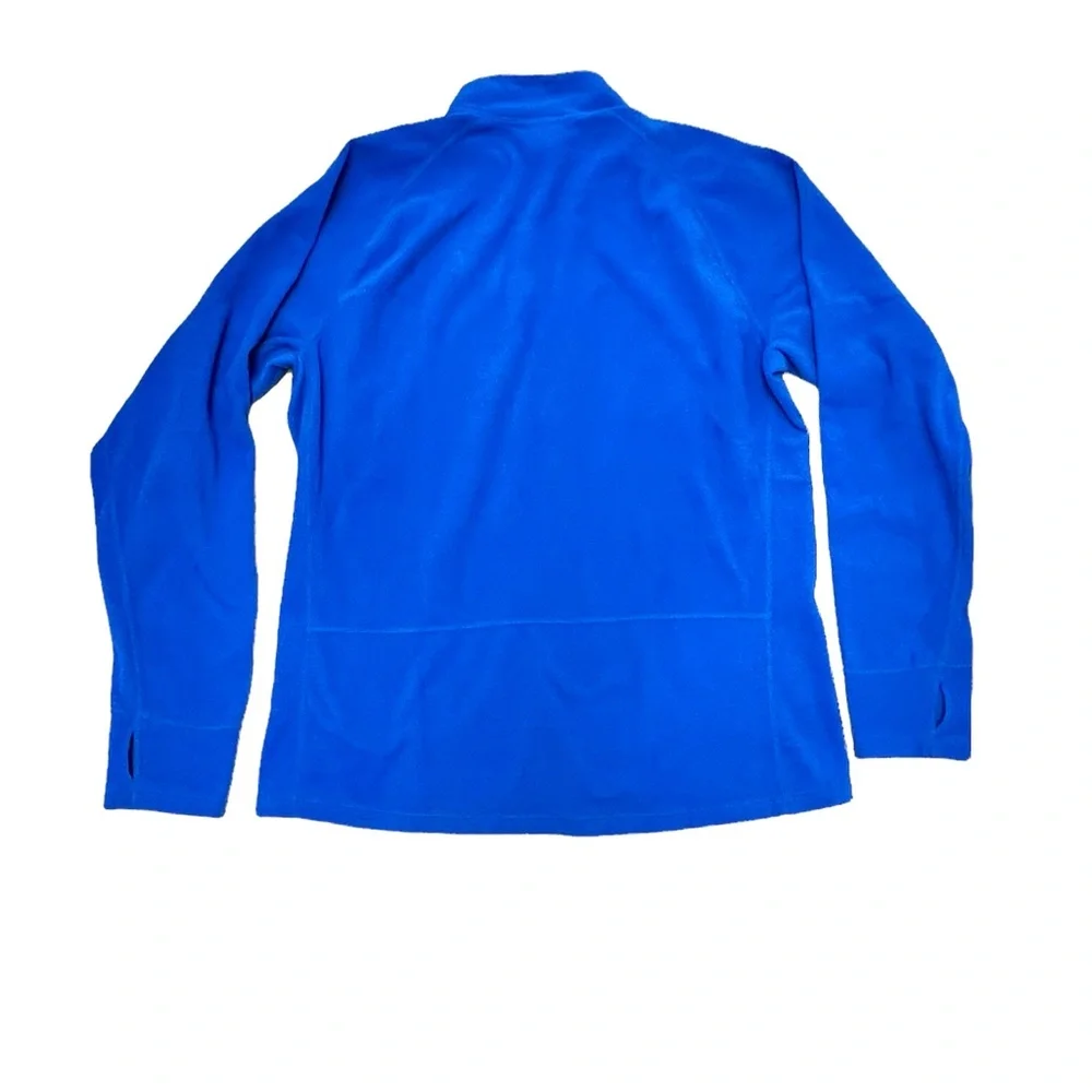 THE NORTH FACE BLUE FLEECE QUARTER ZIP PULLOVER W ZIP CHEST POCKET & THUMBHOLES